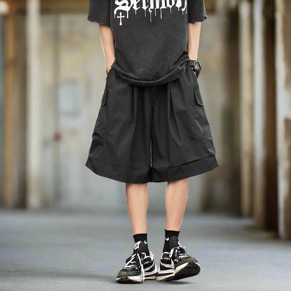 Japanese cargo shorts / Men's summer thin loose casual pants / Multi-pocket pant