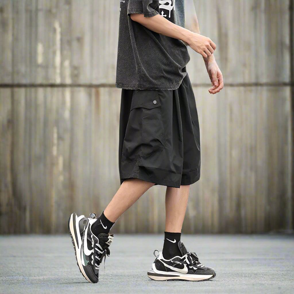 Japanese cargo shorts / Men's summer thin loose casual pants / Multi-pocket pant