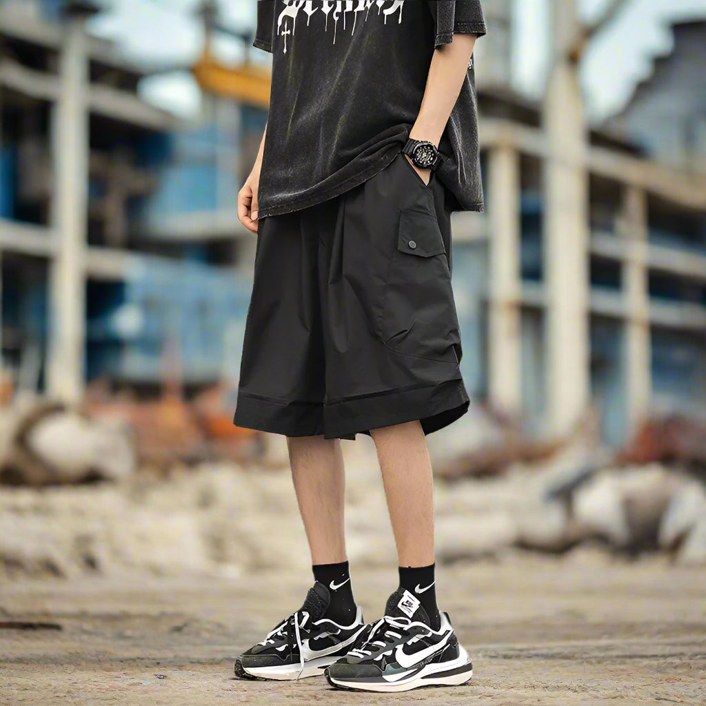 Japanese cargo shorts / Men's summer thin loose casual pants / Multi-pocket pant