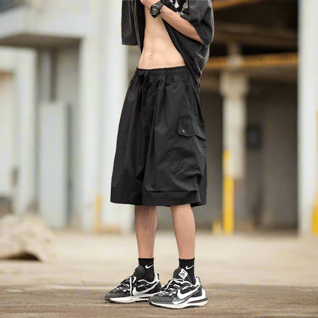Japanese cargo shorts / Men's summer thin loose casual pants / Multi-pocket pant