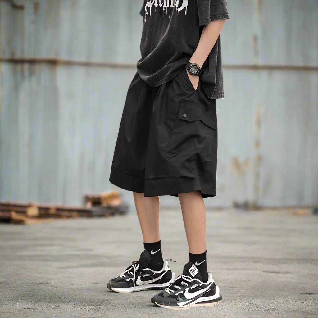 Japanese cargo shorts / Men's summer thin loose casual pants / Multi-pocket pant
