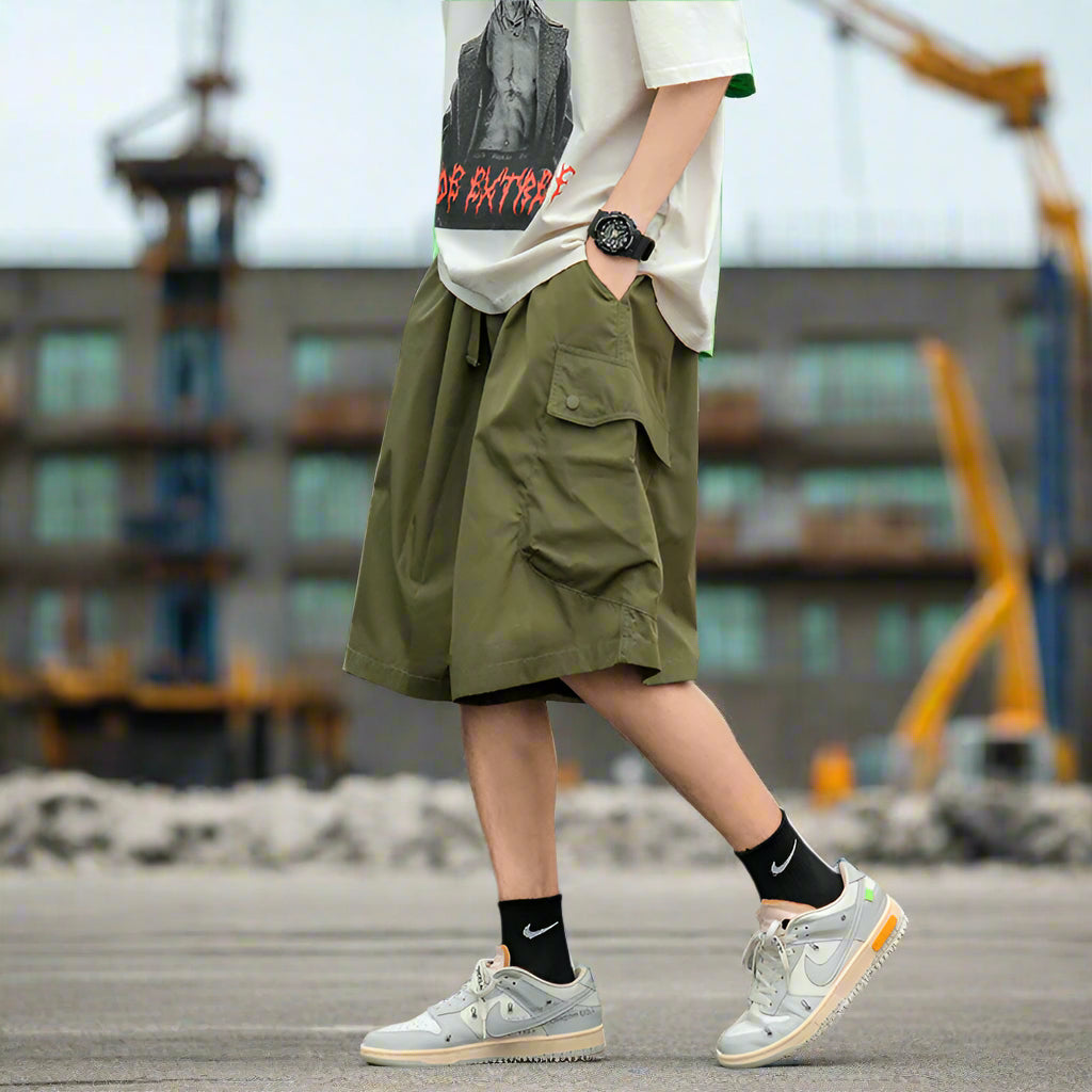 Japanese cargo shorts / Men's summer thin loose casual pants / Multi-pocket pant