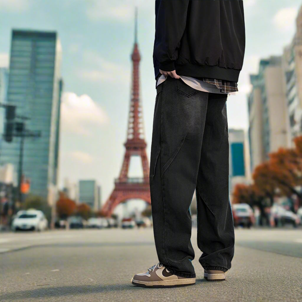 Retro loose wide-leg designer jeans