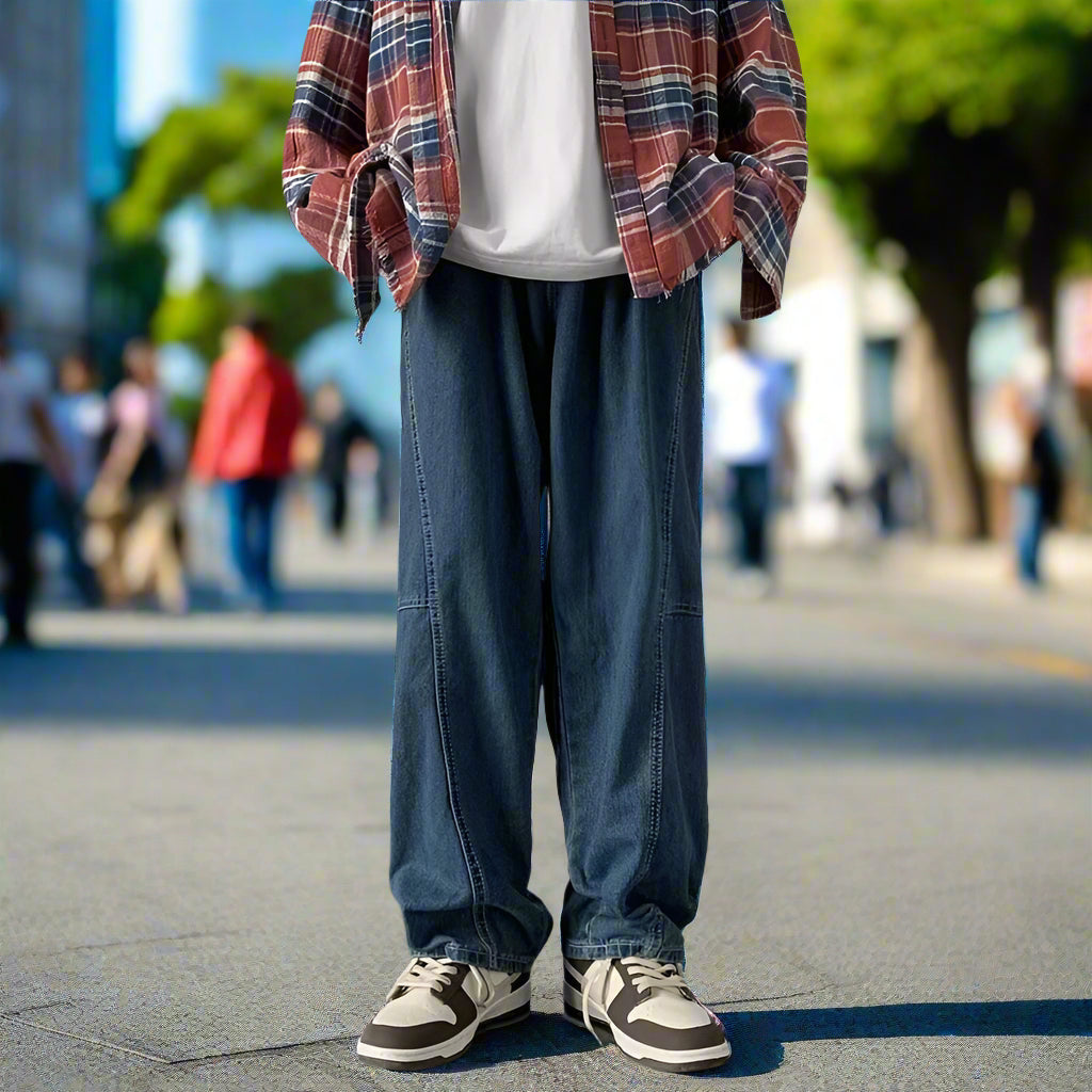 Design of stitched jeans, design of comfortable straight pant