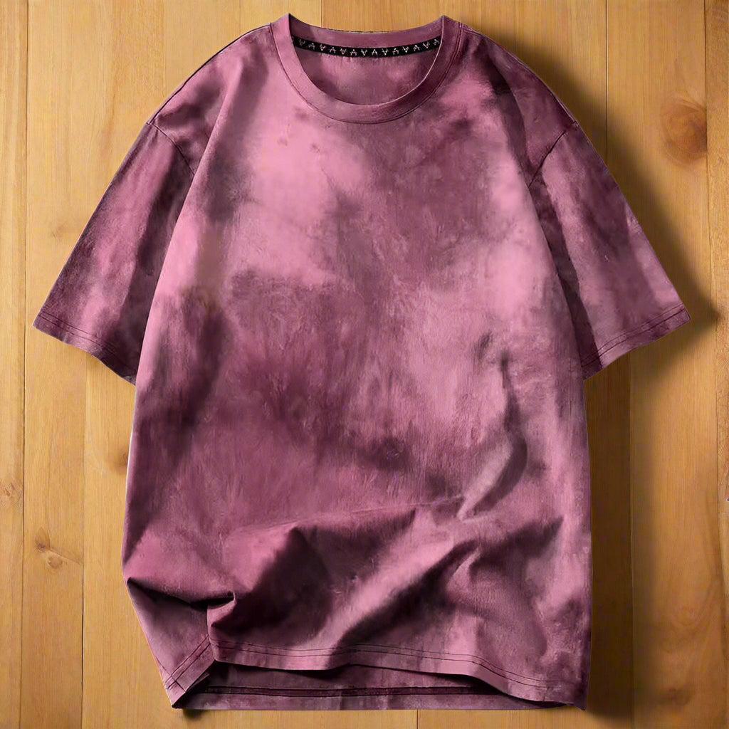 Retro tie-dye design and elbow length sleeves oversize T-shirt