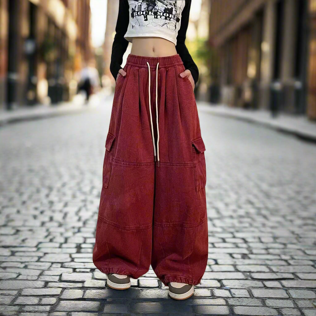 Women's vintage straight & wide leg high-waisted slimming slacks pants