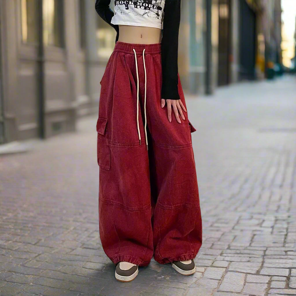 Women's vintage straight & wide leg high-waisted slimming slacks pants