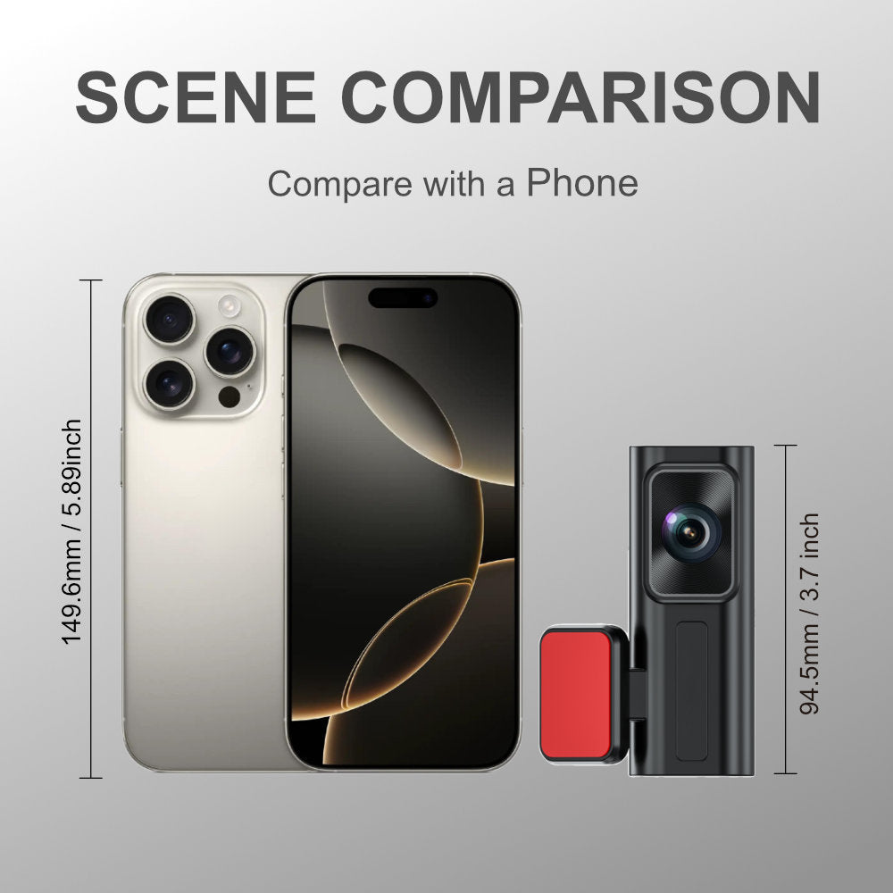 Comparison of a phone and a camera module with dimensions indicated.