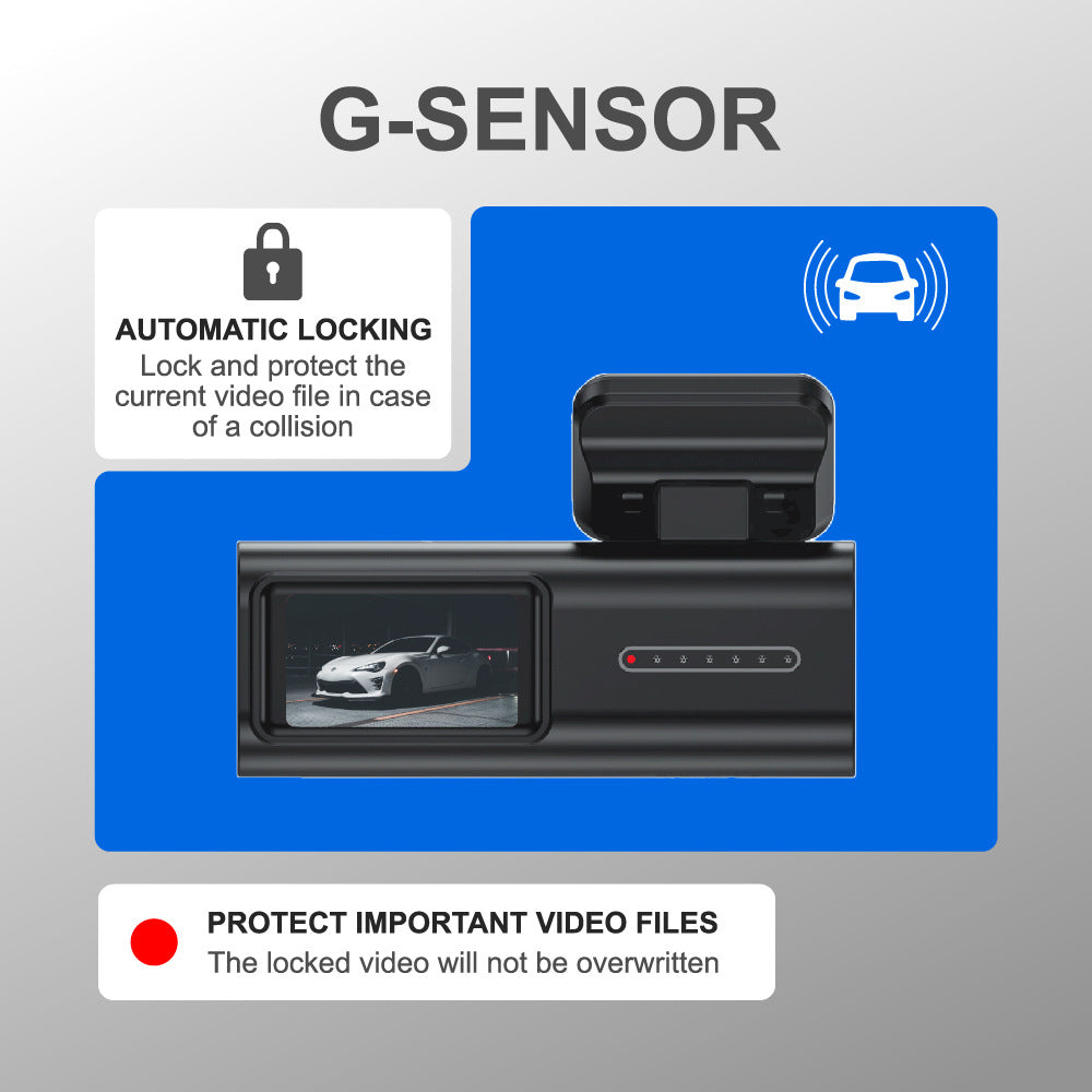 G-sensor device with automatic locking feature for protecting video files in a car.