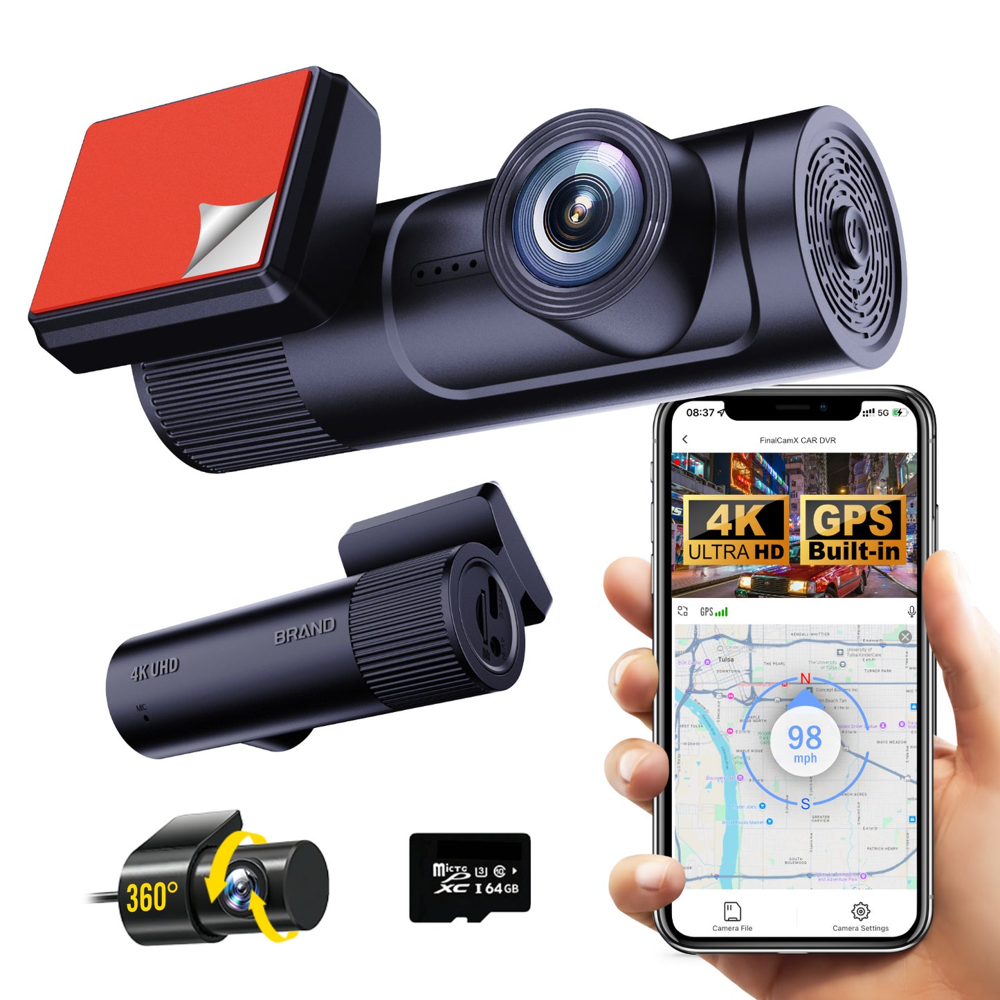 2025 Ultra-Wide WDR HD Night Vision WiFi GPS Dash Cam - A226
