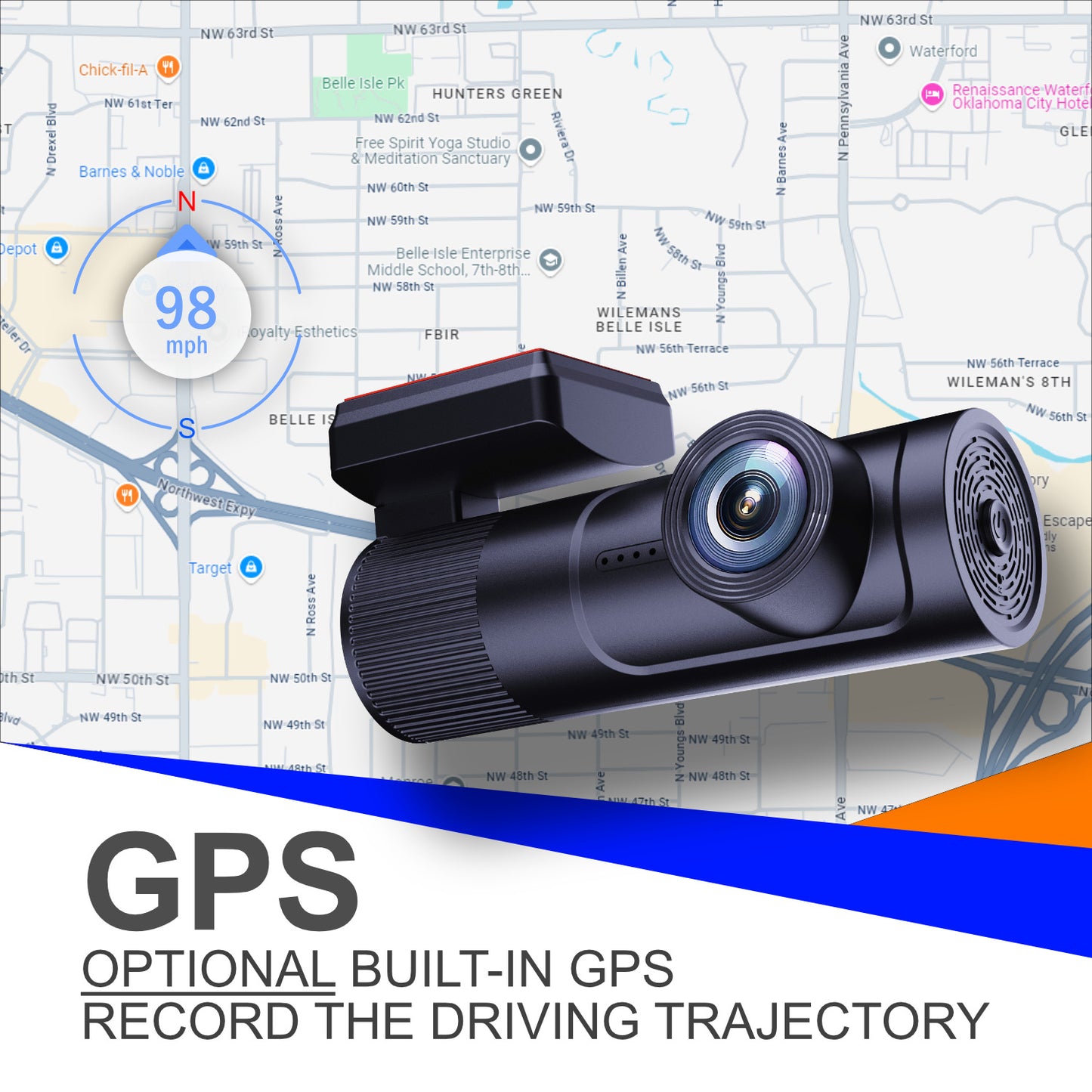 2025 Ultra-Wide WDR HD Night Vision WiFi GPS Dash Cam - A226