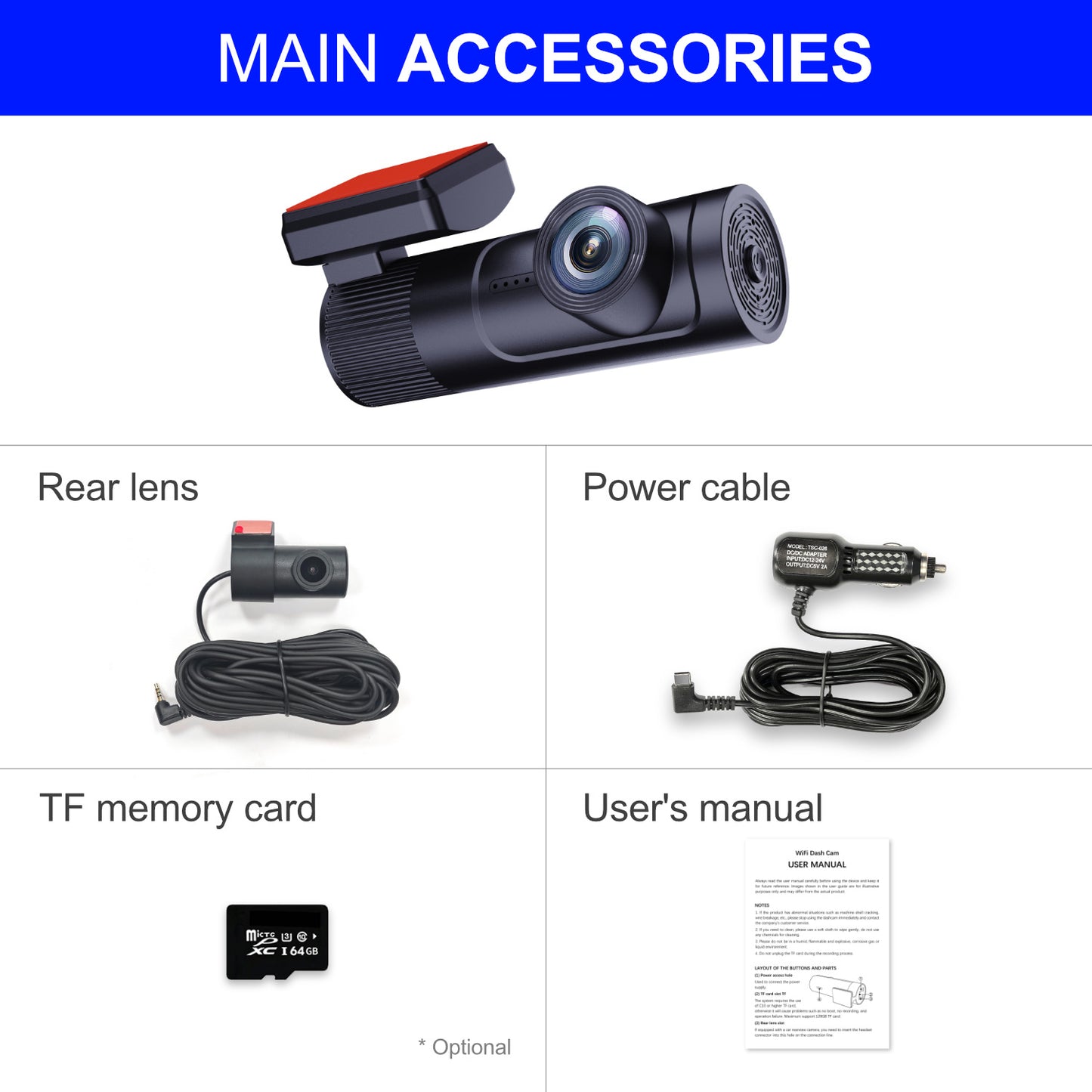 2025 Ultra-Wide WDR HD Night Vision WiFi GPS Dash Cam - A226