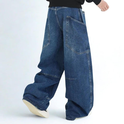 American Retro Deconstructed Patchwork Wide-Leg Jeans