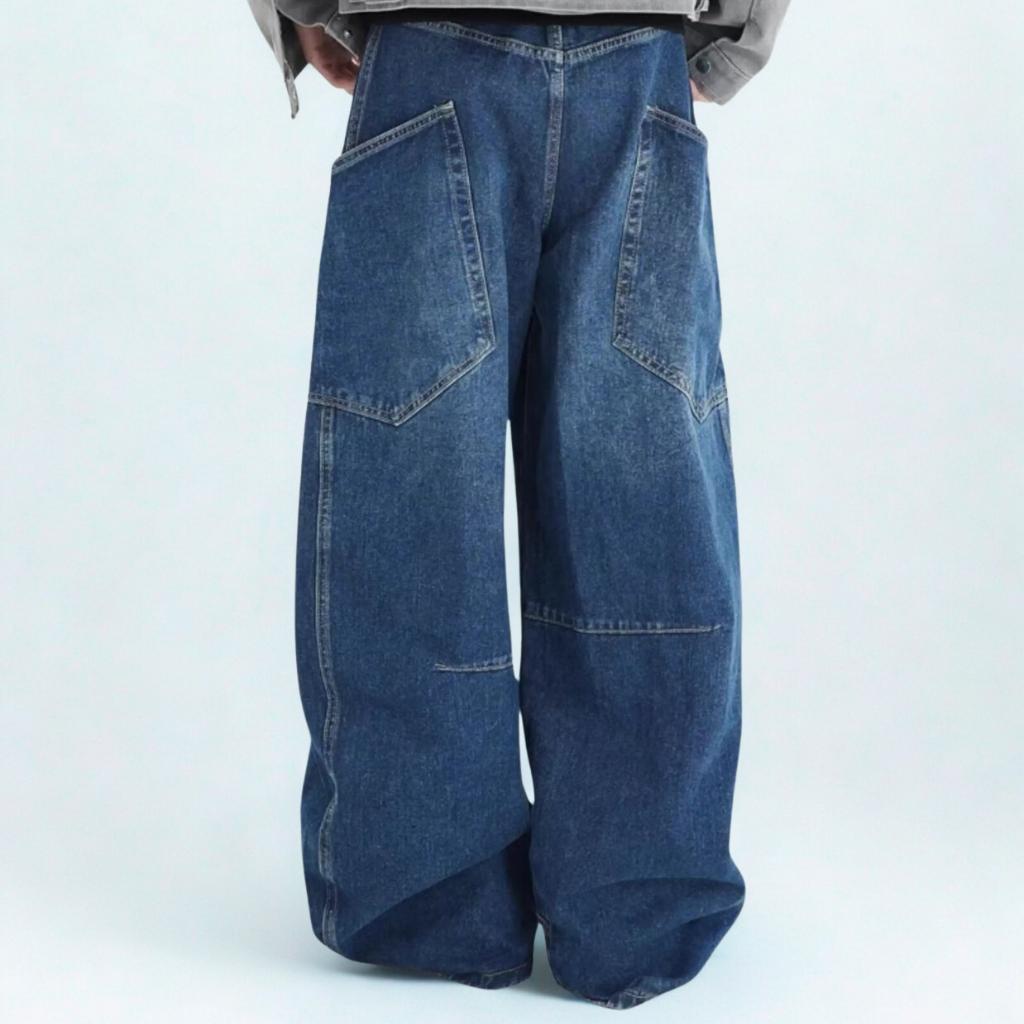 American Retro Deconstructed Patchwork Wide-Leg Jeans