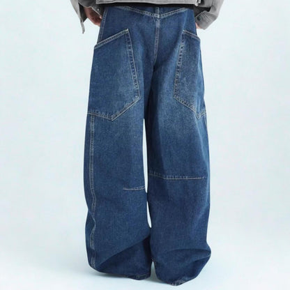 American Retro Deconstructed Patchwork Wide-Leg Jeans