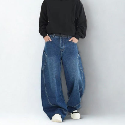 American Retro Deconstructed Patchwork Wide-Leg Jeans