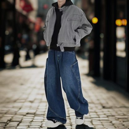 American Retro Deconstructed Patchwork Wide-Leg Jeans