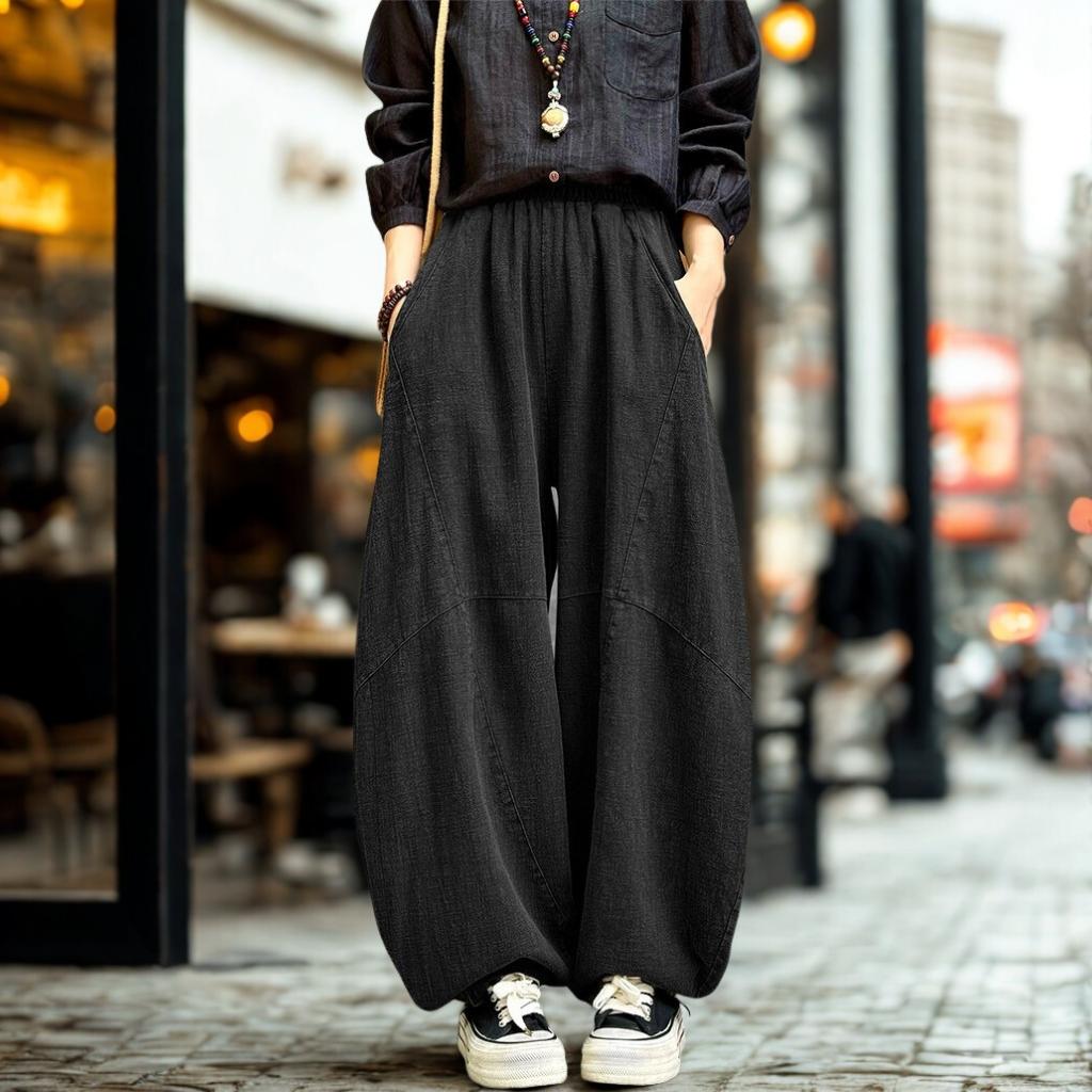Autumn | ZenFlow Cotton-Linen Lantern Trousers