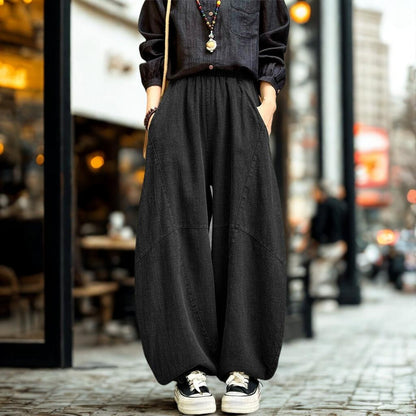 Autumn | ZenFlow Cotton-Linen Lantern Trousers