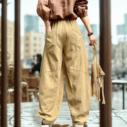 Autumn | ZenFlow Cotton-Linen Lantern Trousers