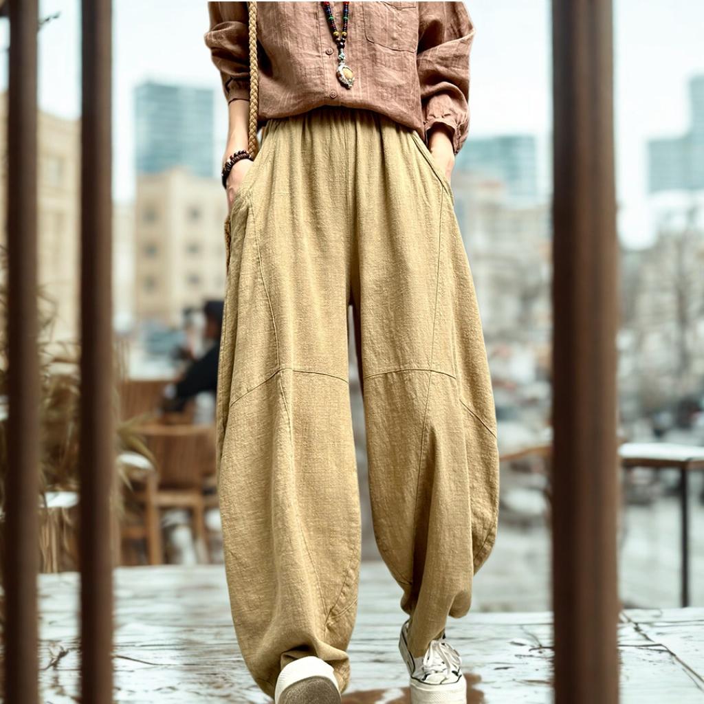 Autumn | ZenFlow Cotton-Linen Lantern Trousers