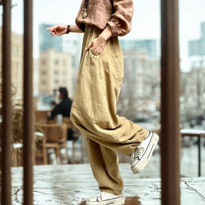 Autumn | ZenFlow Cotton-Linen Lantern Trousers