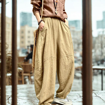Autumn | ZenFlow Cotton-Linen Lantern Trousers