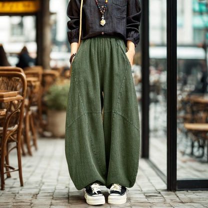 Autumn | ZenFlow Cotton-Linen Lantern Trousers