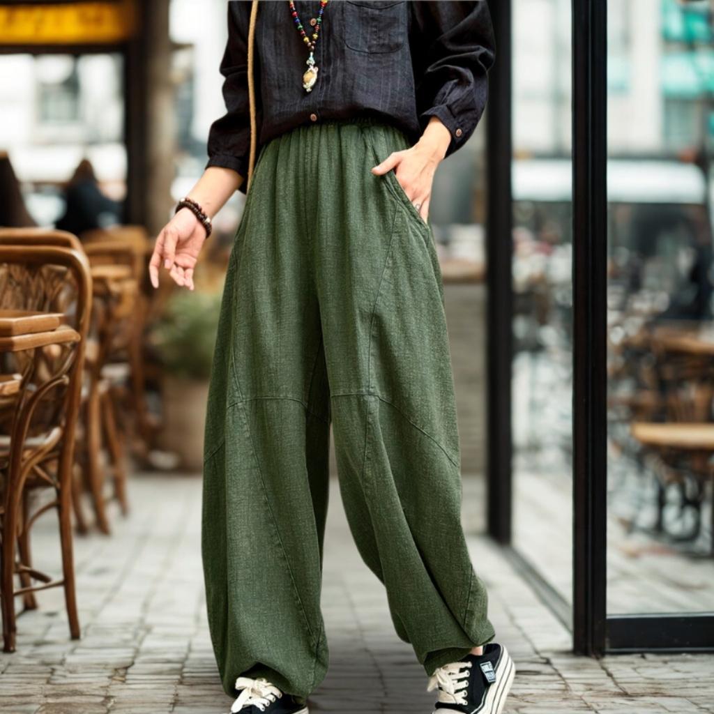 Autumn | ZenFlow Cotton-Linen Lantern Trousers
