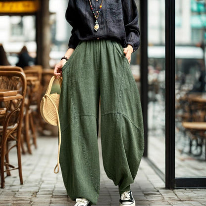 Autumn | ZenFlow Cotton-Linen Lantern Trousers