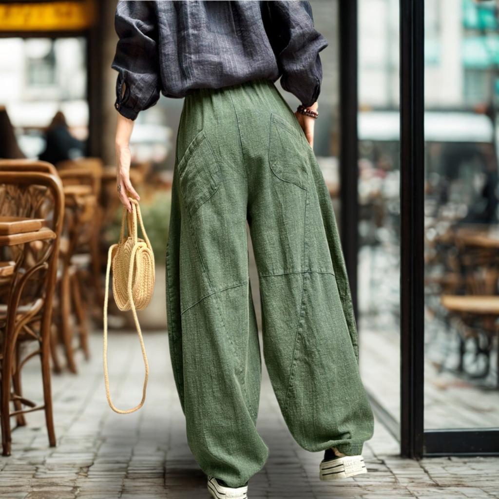 Autumn | ZenFlow Cotton-Linen Lantern Trousers