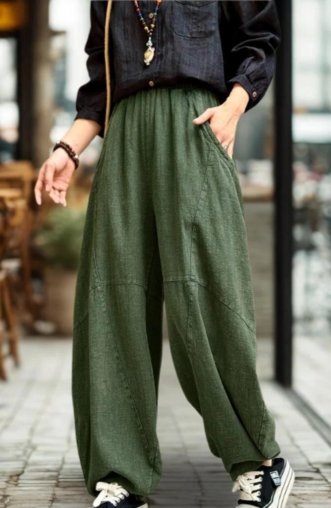Autumn | ZenFlow Cotton-Linen Lantern Trousers