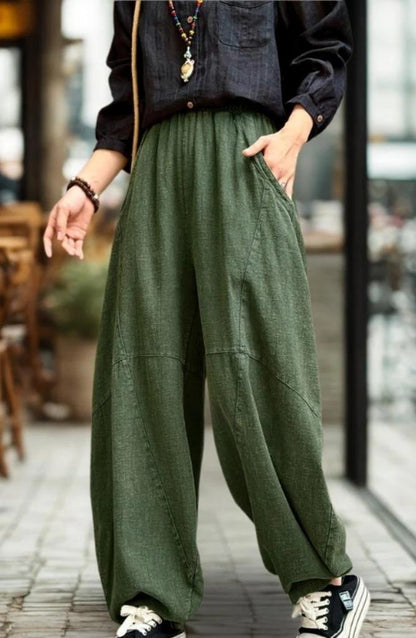 Autumn | ZenFlow Cotton-Linen Lantern Trousers