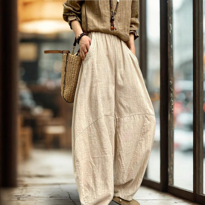 Autumn | ZenFlow Cotton-Linen Lantern Trousers