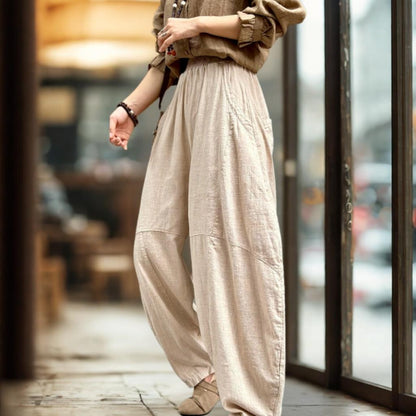 Autumn | ZenFlow Cotton-Linen Lantern Trousers