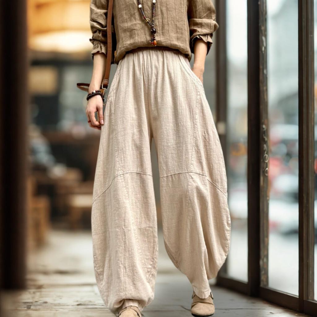 Autumn | ZenFlow Cotton-Linen Lantern Trousers