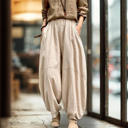 Autumn | ZenFlow Cotton-Linen Lantern Trousers