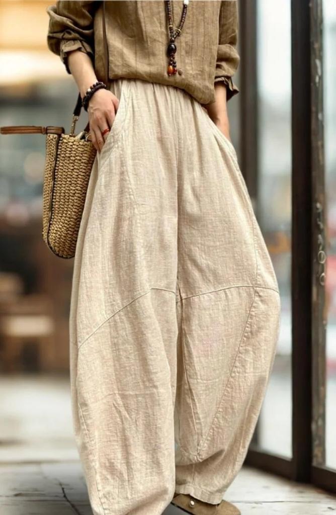 Autumn | ZenFlow Cotton-Linen Lantern Trousers