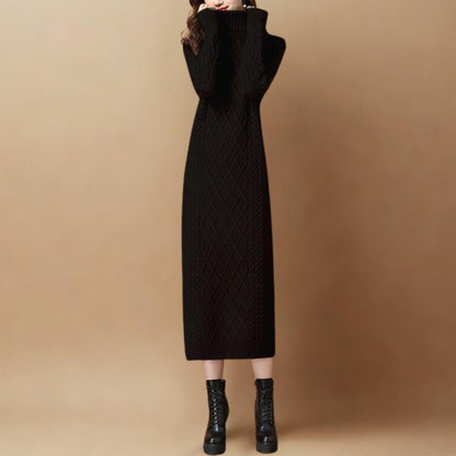Autumn/Winter High-Neck Knit Maxi Dress | Slim-Fit Thickened Sweater Dress