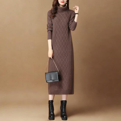 Autumn/Winter High-Neck Knit Maxi Dress | Slim-Fit Thickened Sweater Dress