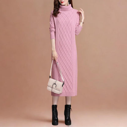 Autumn/Winter High-Neck Knit Maxi Dress | Slim-Fit Thickened Sweater Dress