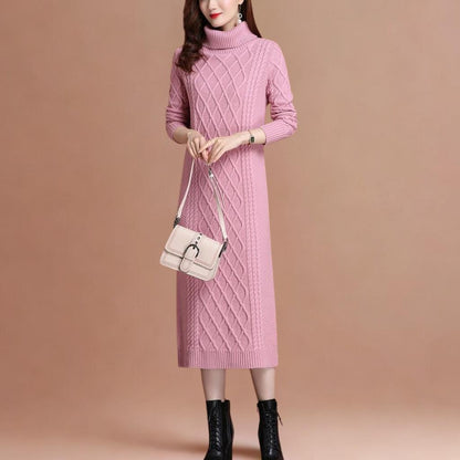 Autumn/Winter High-Neck Knit Maxi Dress | Slim-Fit Thickened Sweater Dress