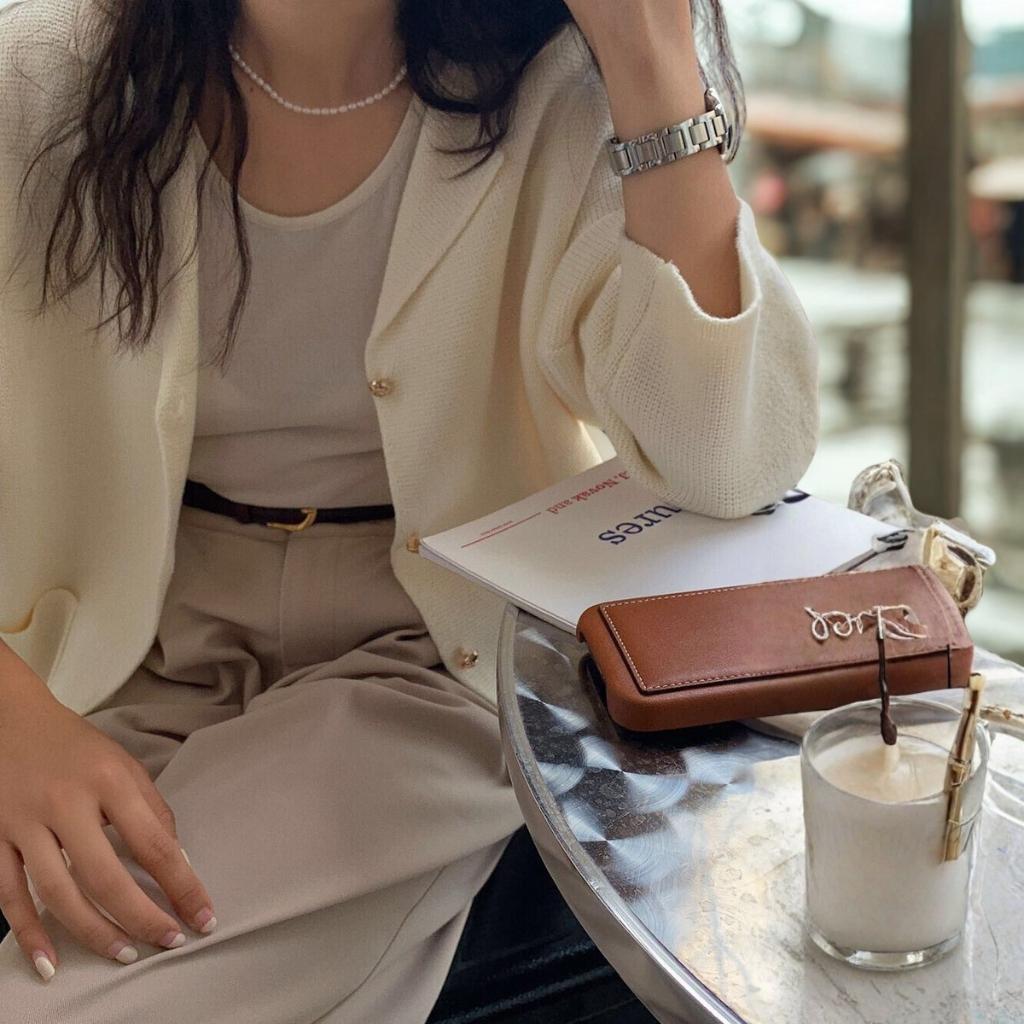 Chic Notched Lapel Knit Cardigan | Relaxed Fit Jacket with Metal Buttons | Creamy White