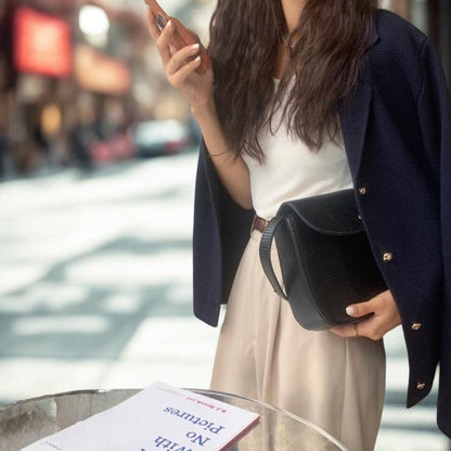 Chic Notched Lapel Knit Cardigan | Relaxed Fit Jacket with Metal Buttons | Navy