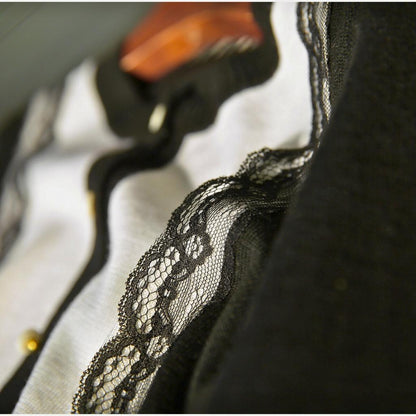 Elegant Lace-Trimmed Knit Cardigan