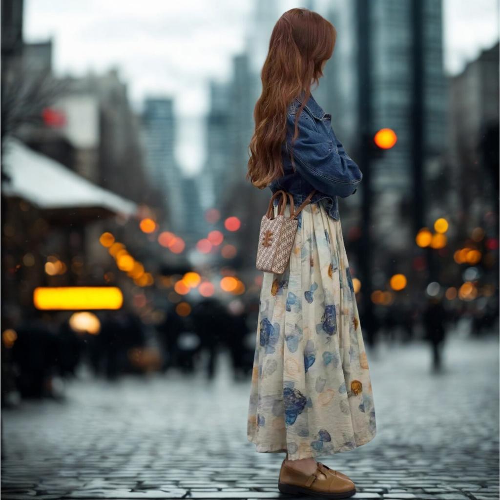 French-Style Artistic Floral Print Sleeveless A-Line Dress