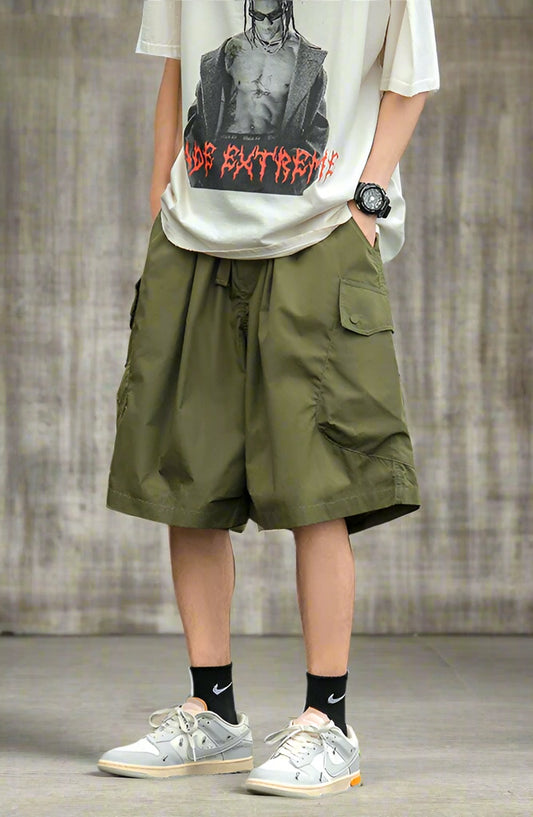 Japanese cargo shorts / Men's summer thin loose casual pants / Multi-pocket pant