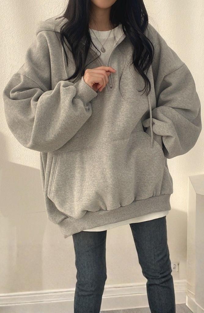 Korean Street Style Oversized Hoodie | 5-Color Zip-Up Sweatshirt for Women | Fleece / Lightweight Long Hoodie | Casual Streetwear Fashion