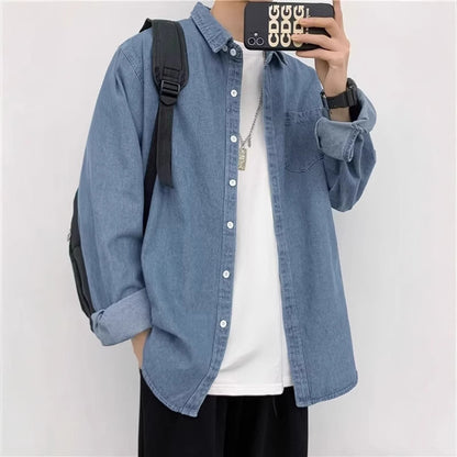 Korean-Style Loose Fit Denim Shirt