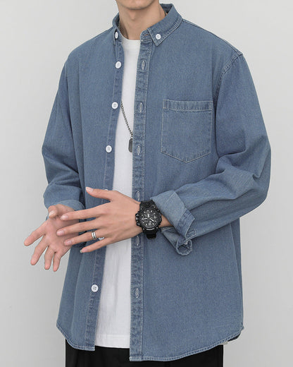 Korean-Style Loose Fit Denim Shirt